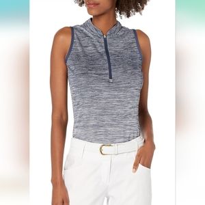 Adidas Sleeveless Polo Navy Blue Zipper Top Women's Size Large
